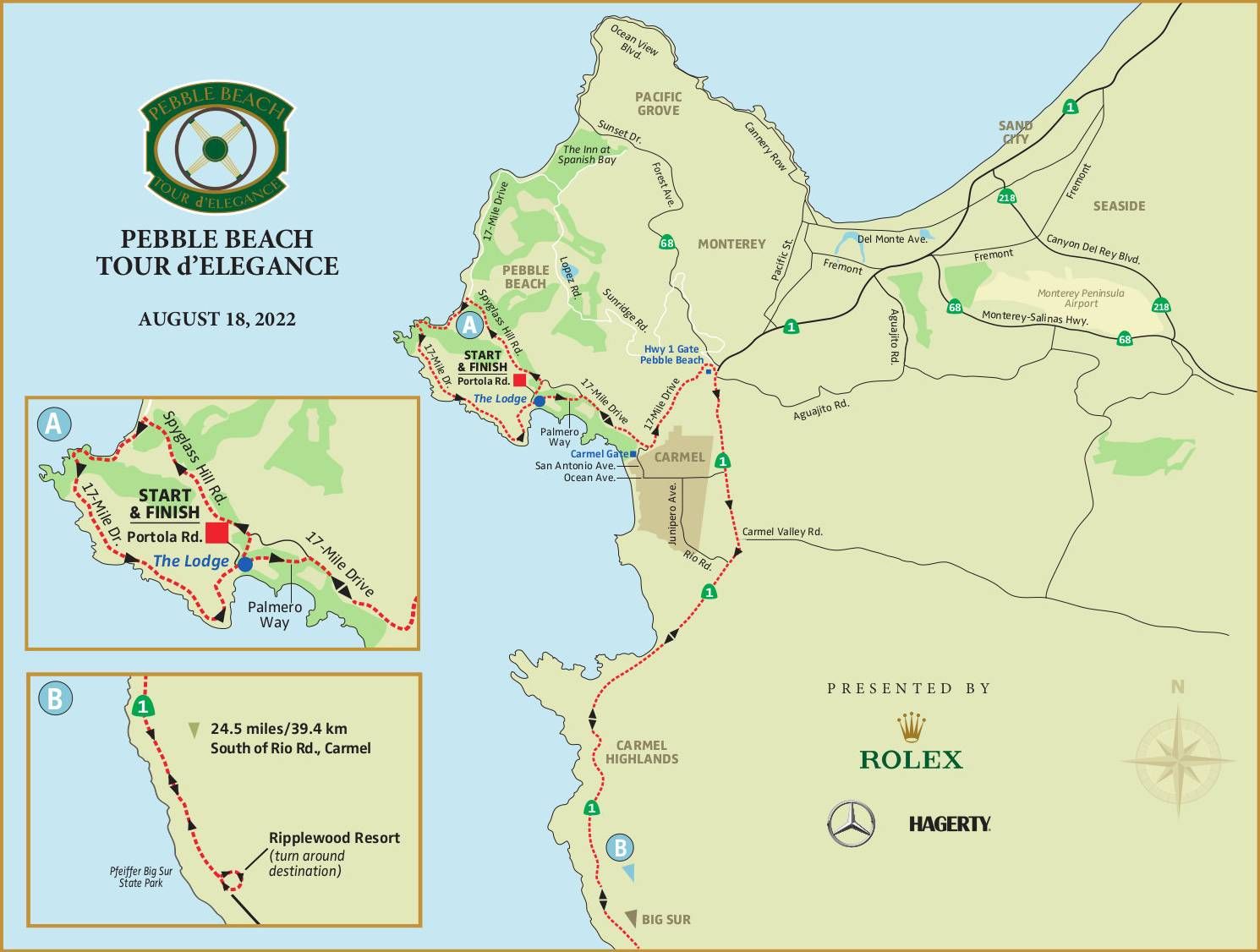 Map of the Tour d'Elegance